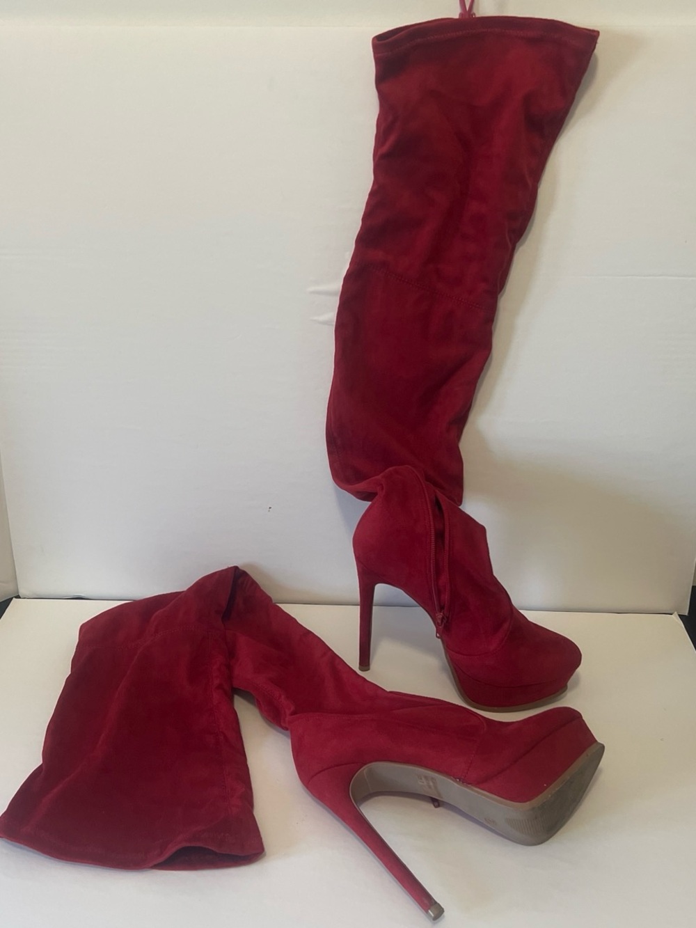 Fashion Nova Red suede over the knee boots - 7